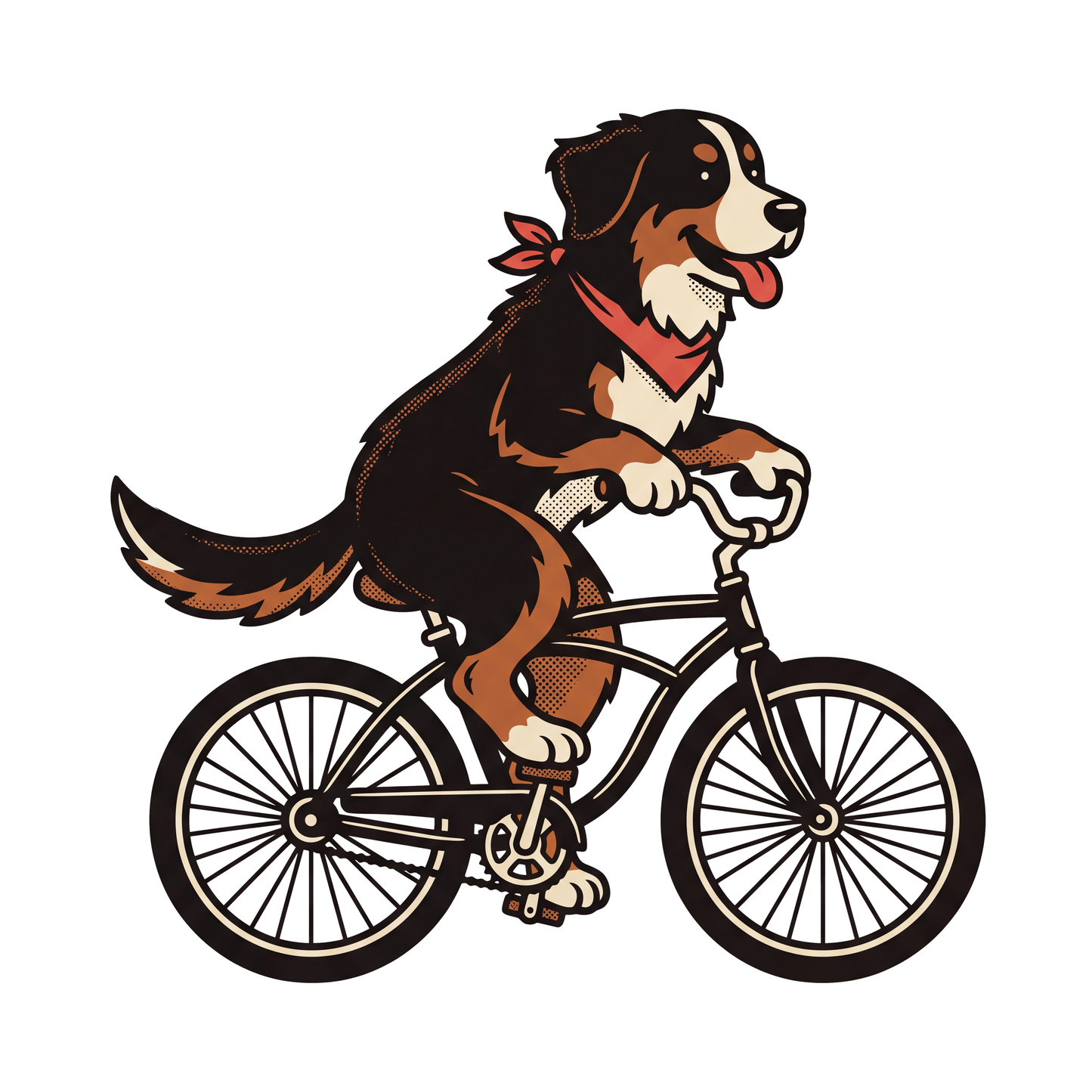 Bernese Mountain Dog on a Bike - full design