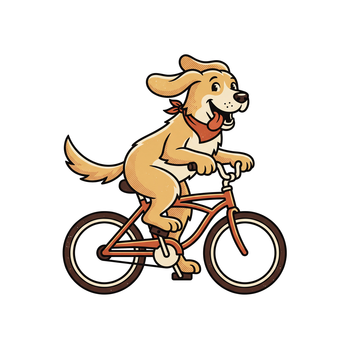 Golden Retriever on a Bike t-shirt print design close-up detail