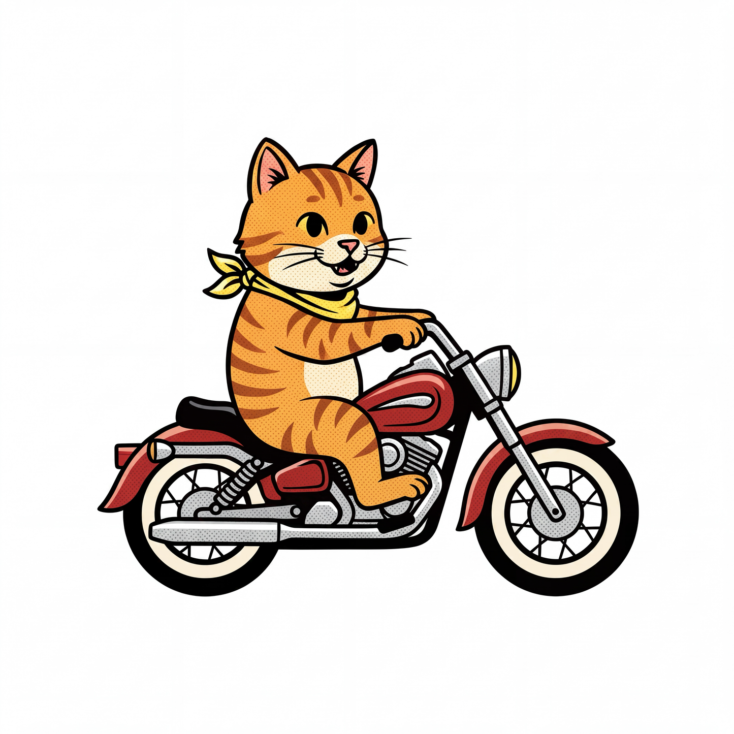 Orange Tabby Cat on a Motorcycle t-shirt print design close-up