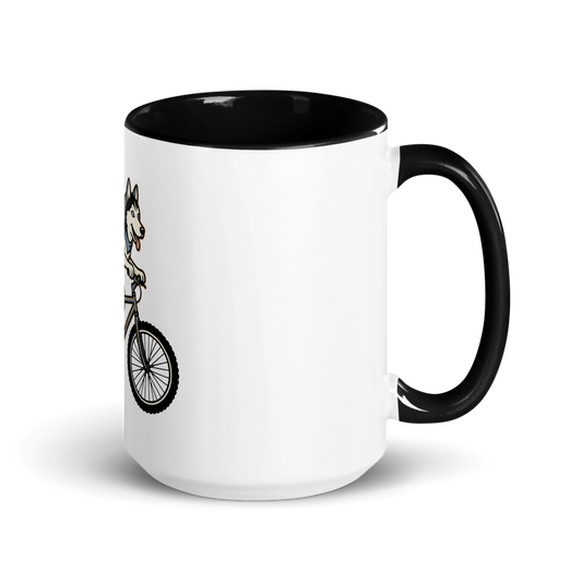 Husky on a Bike Ceramic Mug