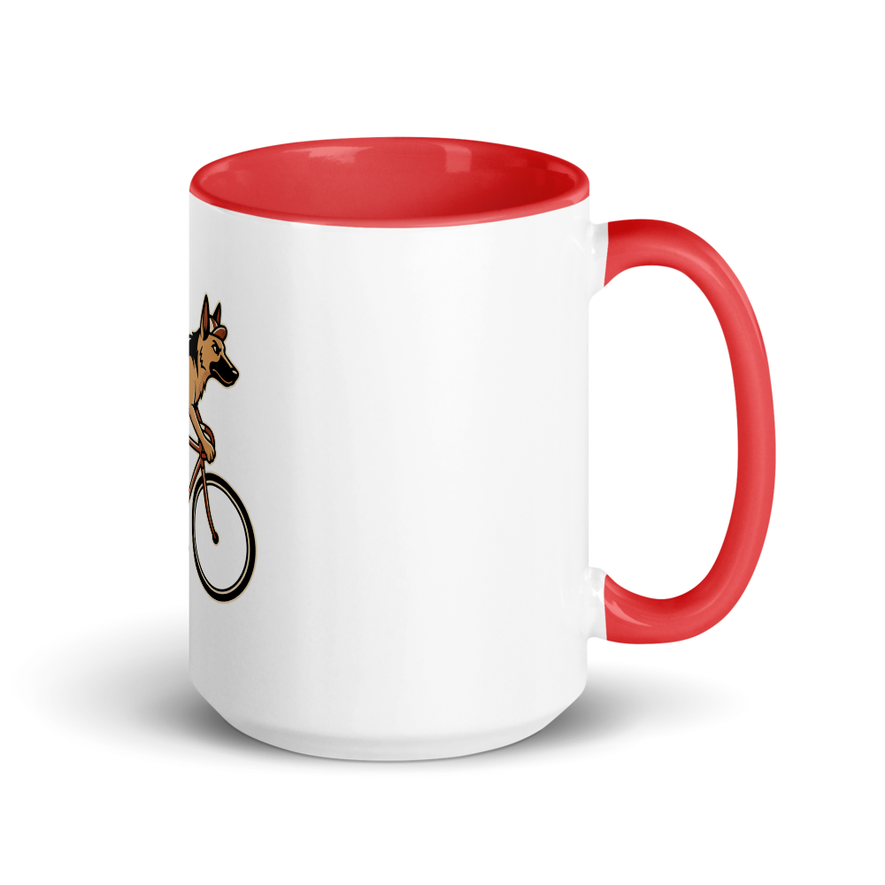 German Shepherd on a Bike Ceramic Mug
