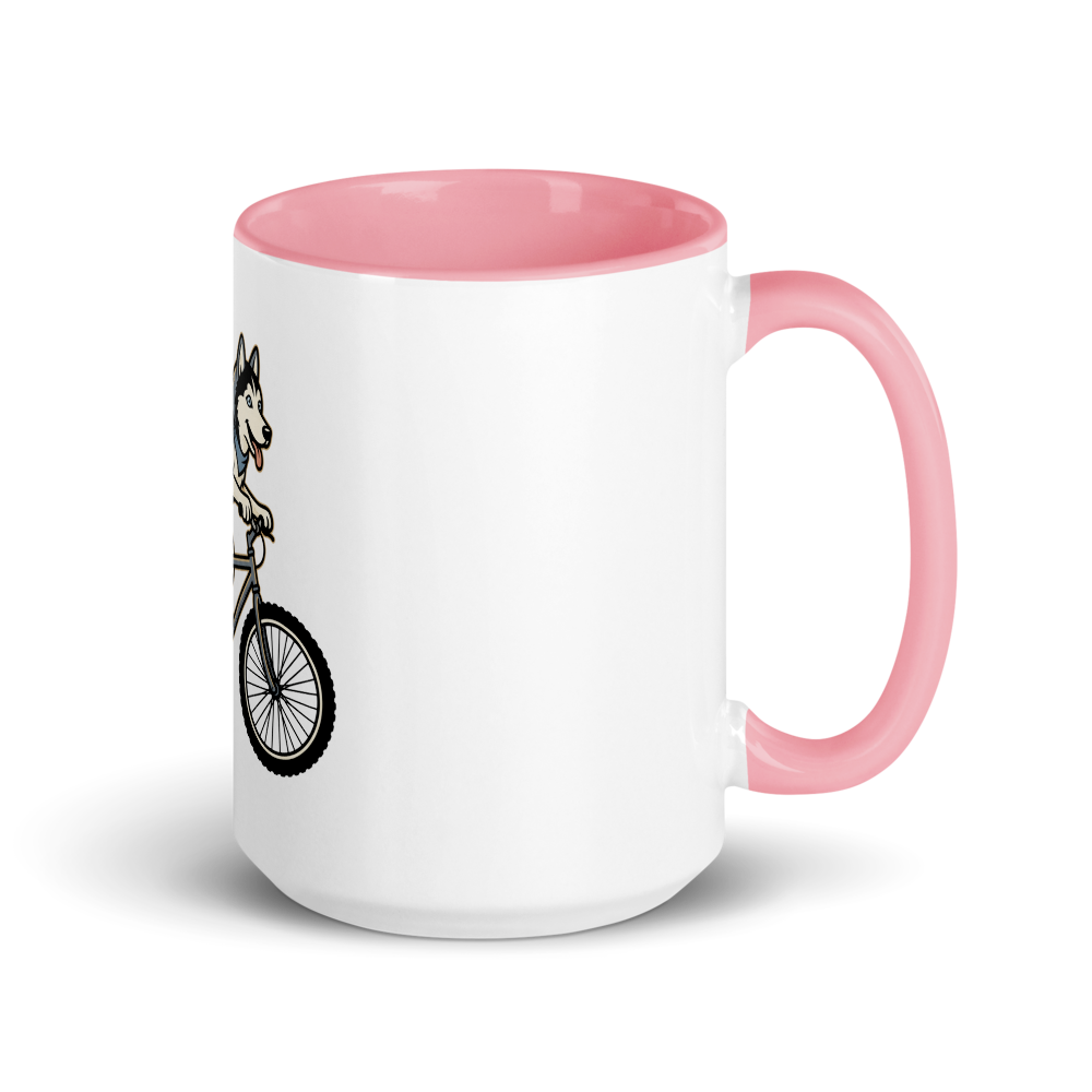 Husky on a Bike Ceramic Mug
