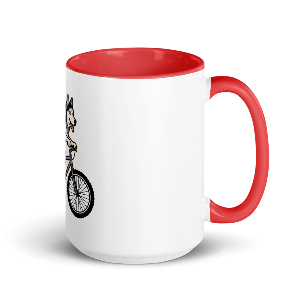 Husky on a Bike Ceramic Mug