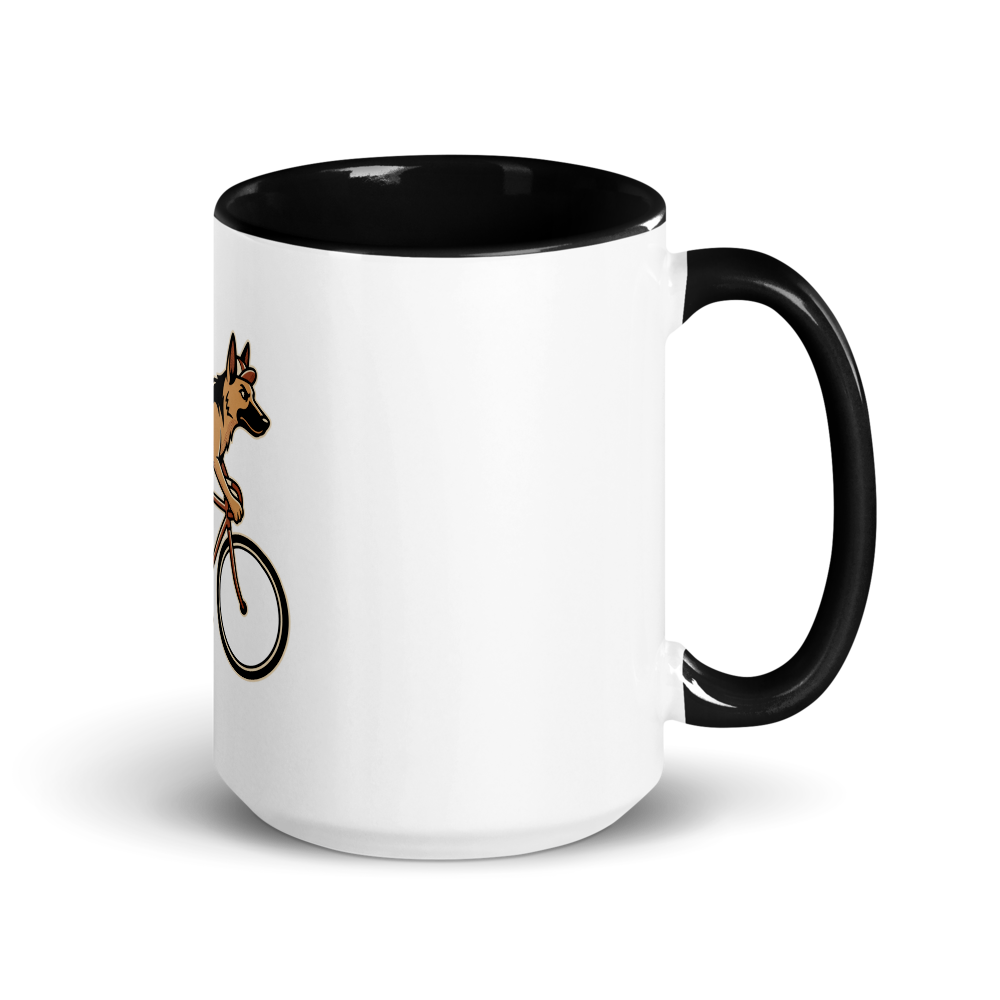 German Shepherd on a Bike Ceramic Mug