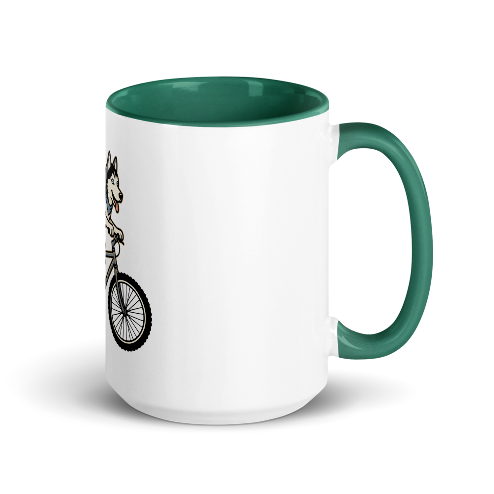 Husky on a Bike Ceramic Mug