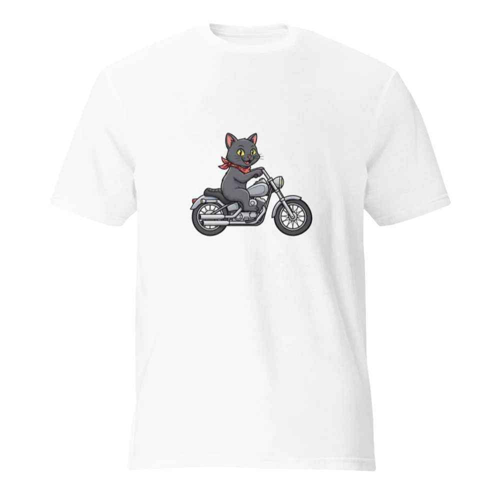Black Cat on a Motorcycle Unisex T-Shirt