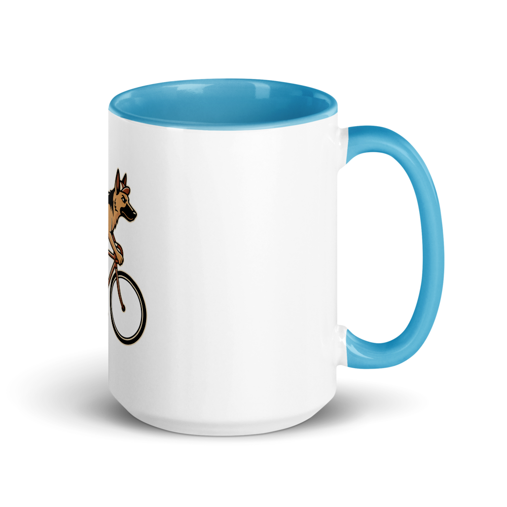 German Shepherd on a Bike Ceramic Mug