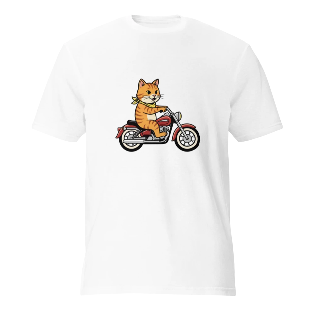 Orange Tabby Cat on a Motorcycle Unisex T-Shirt