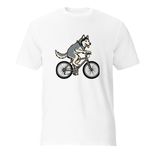 Husky on a Bike Unisex T-Shirt