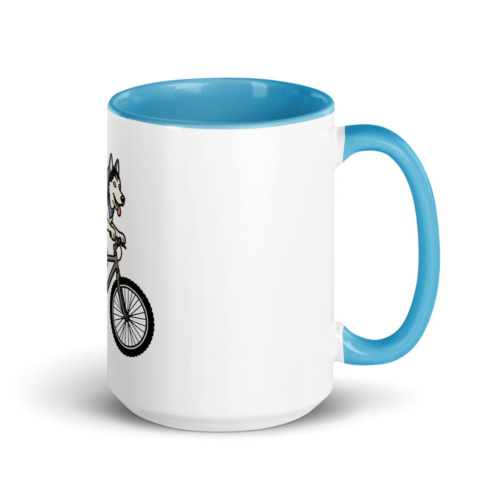 Husky on a Bike Ceramic Mug