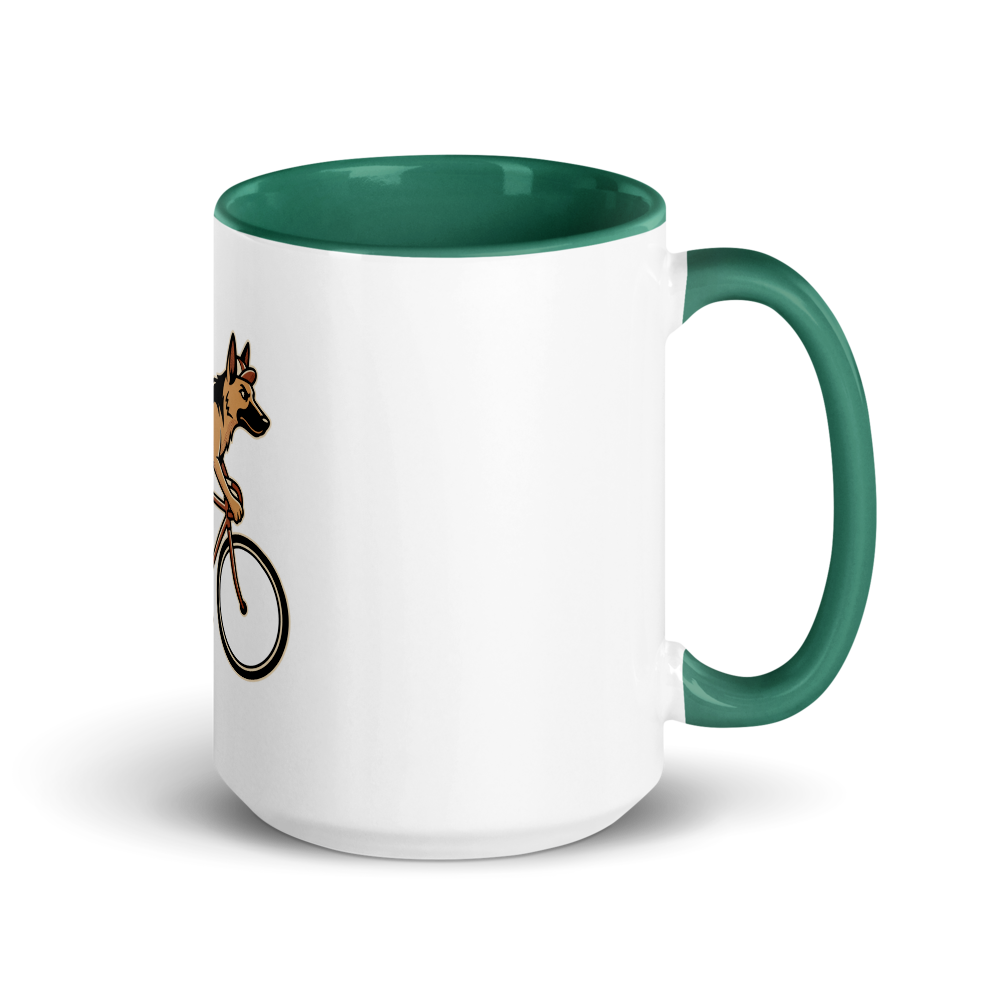 German Shepherd on a Bike Ceramic Mug