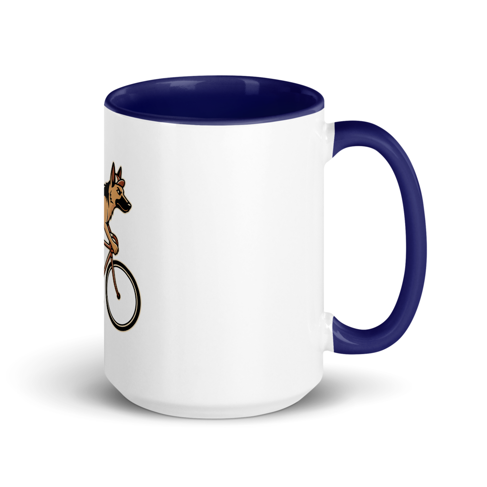 German Shepherd on a Bike Ceramic Mug