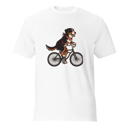 Bernese Mountain Dog on a Bike Unisex T-Shirt