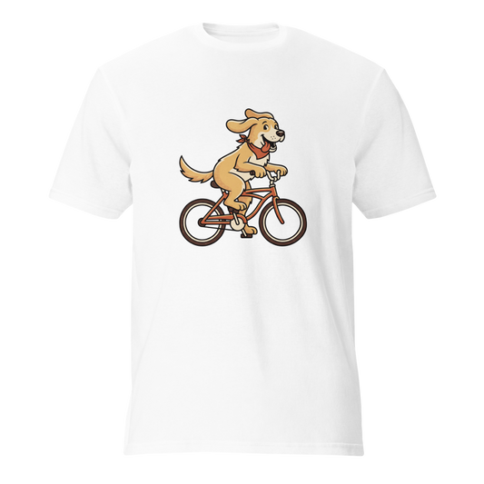 Golden Retriever on a Bike Unisex T-Shirt