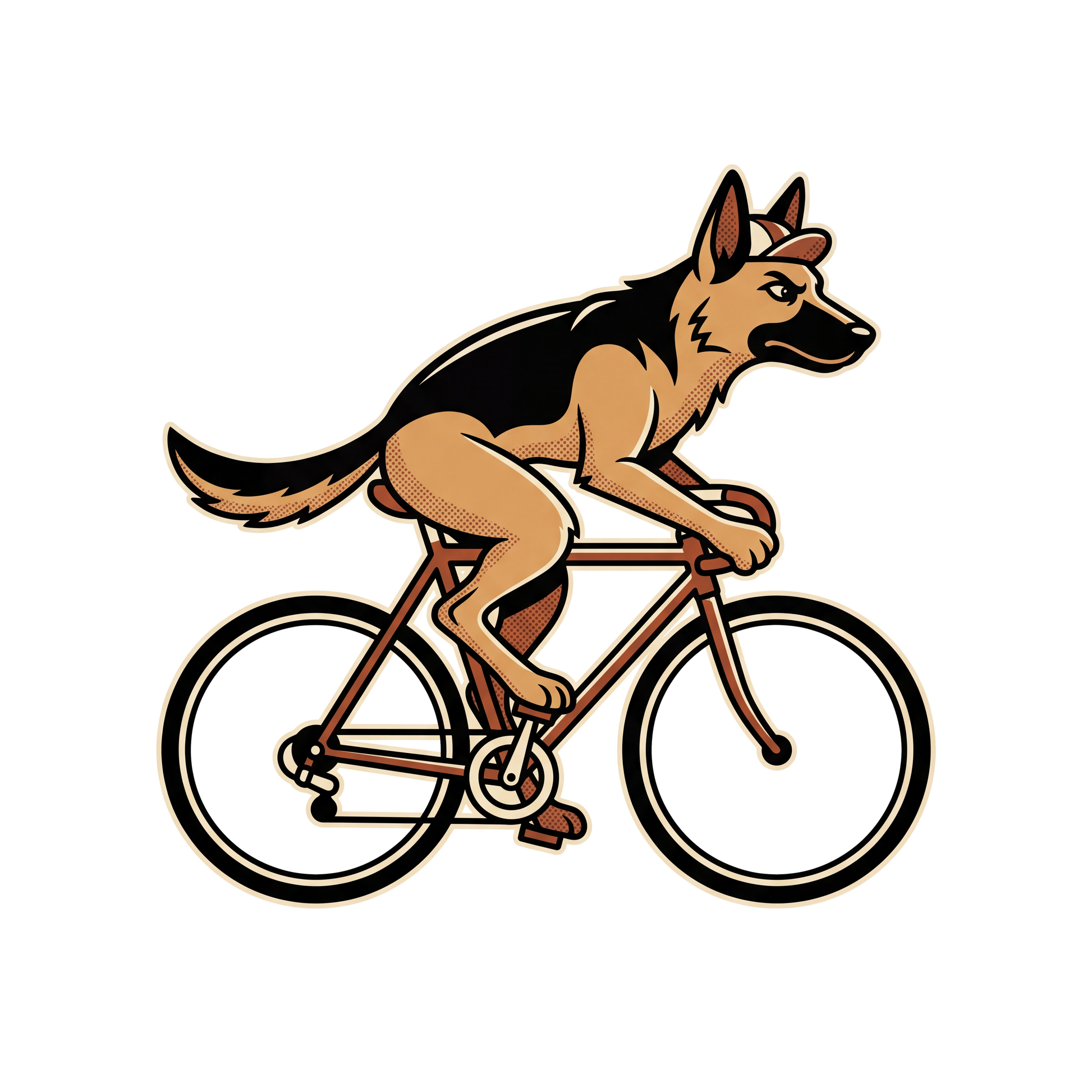 German Shepherd on a Bike - full design