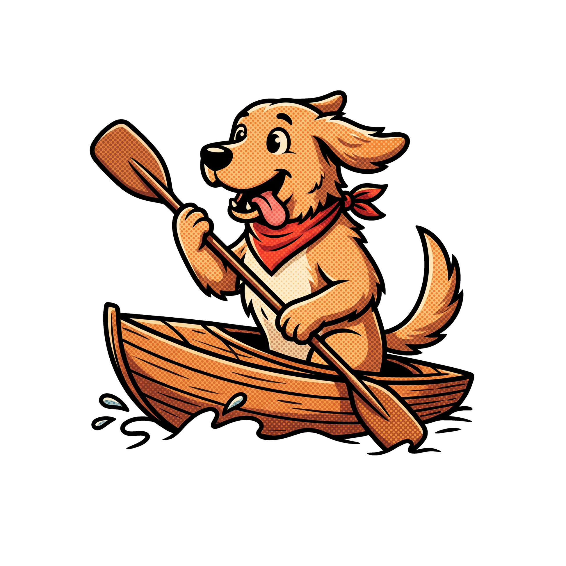 Golden Retriever in a Kayak t-shirt print design close-up detail